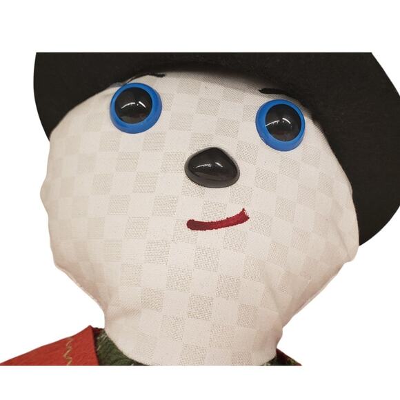 Vintage Handmade Snowman Dolls Plush 12" Merry Christmas - Picture 5 of 10